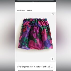 Crewcuts J. Crew Girls' organza skirt in watercolor floral - M NWT